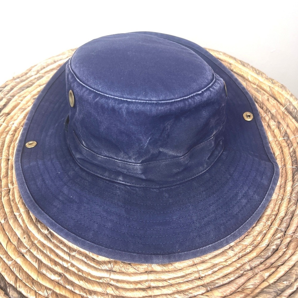 Tilley Endurables Cotton Duck Hat Mens 7 5/8 Wide Brim Snap Up Navy Blue - Picture 7 of 14